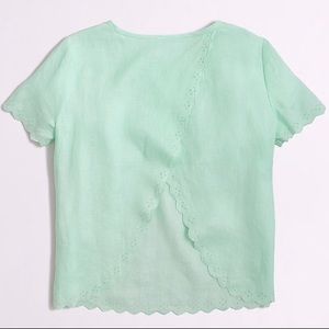 J. Crew | Open Back Embroidered Linen Top (mint)